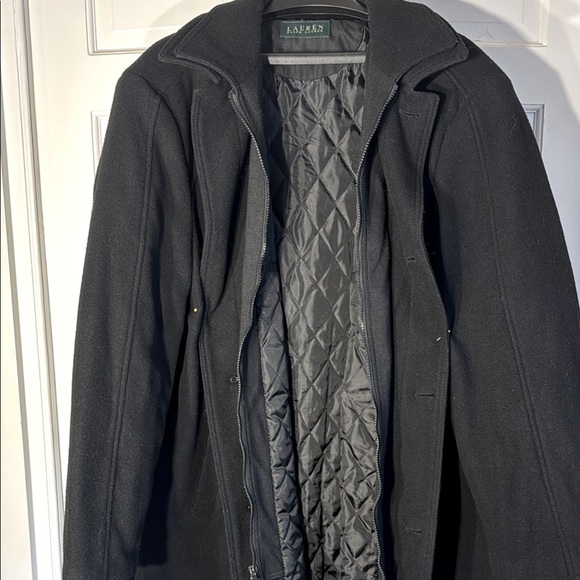 Ralph Lauren Black Pea Coat Classic Wool Blend - Picture 6 of 12